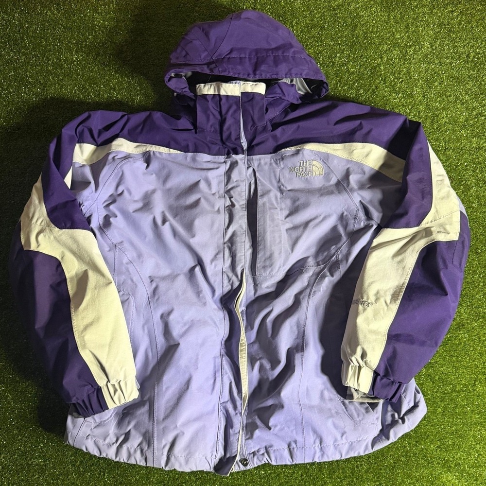 Vintage North Face Gore-Tex Jacket Women XL Purple Colorblock Mountain Parka 90s